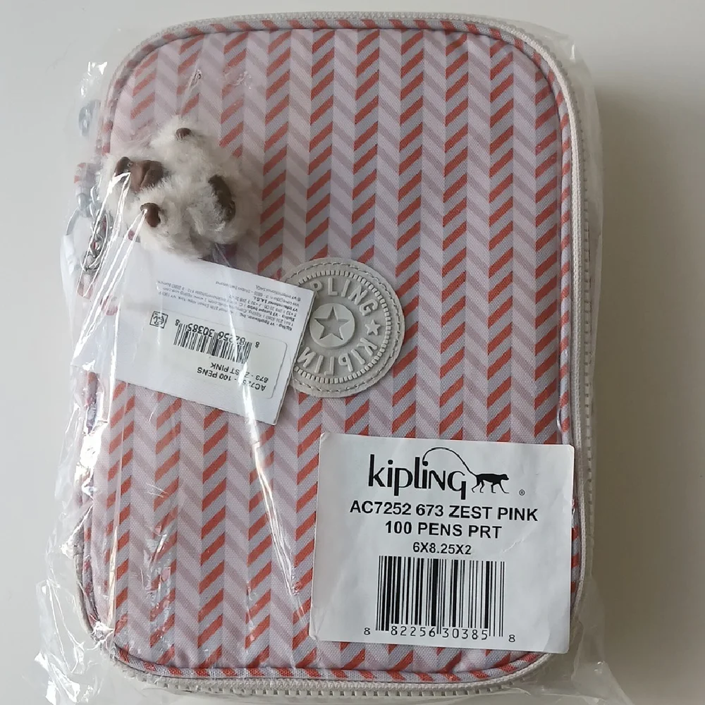 Kipling 100 Pens Storage Case Zig Zag Print NWT